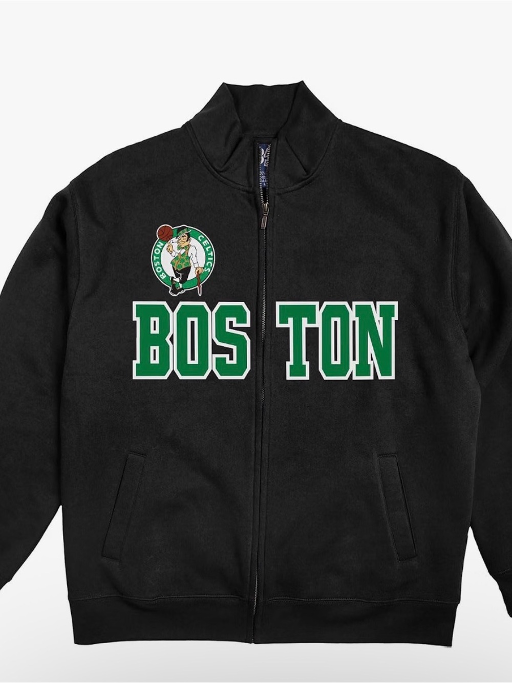 Blue 84 Black Full-Zip Jacket with Green Boston Lettering